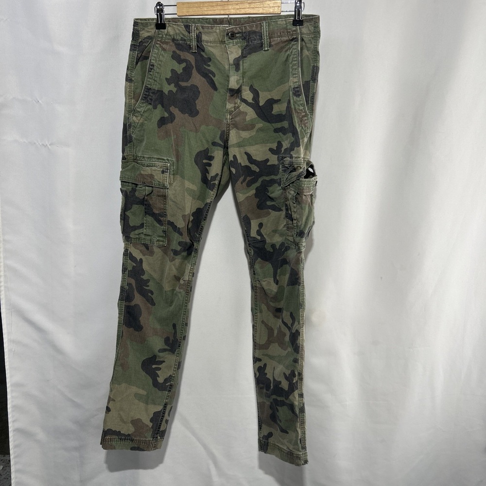 GAP Slim Taper Green Camo Cargo Military Utility Pants Men's 32x32 Ripstop Y2K